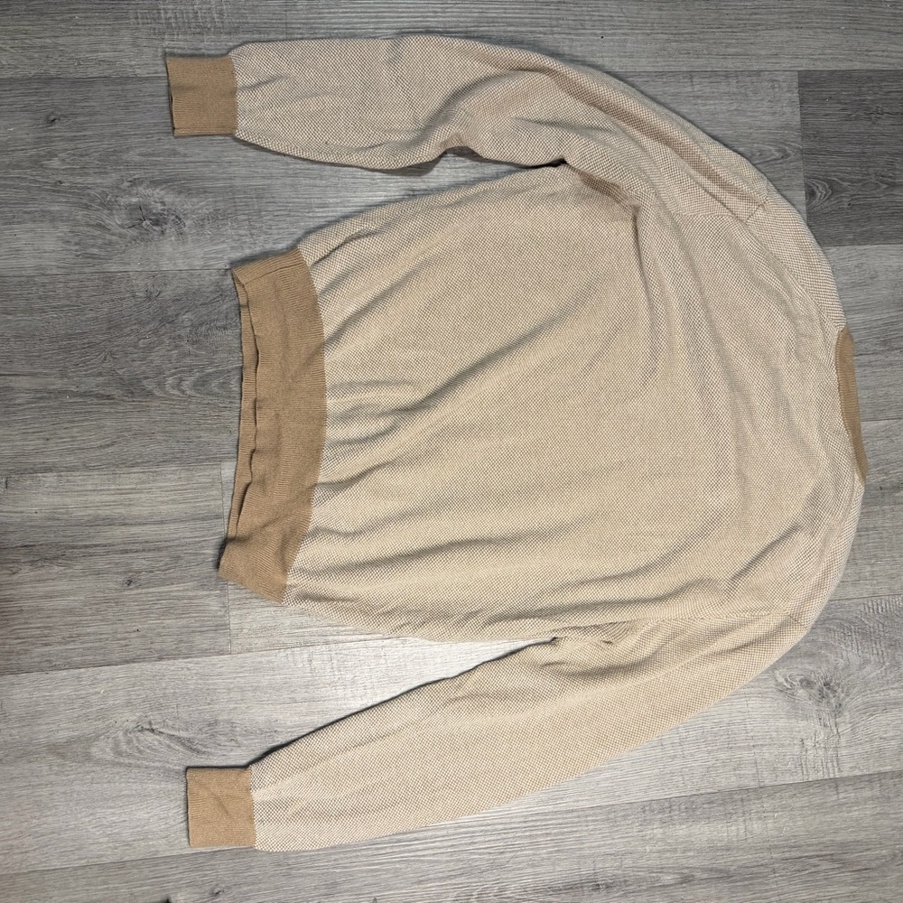 Neiman Marcus Cream and Tan V-Neck Sweater - Picture 2 of 5